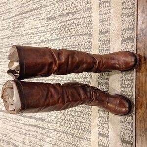 Freebird By Steven CHAPO Over the Knee Zip Tall boot US 9 Brown Draped leather